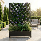 Metal Planter Box with Trellis - Black