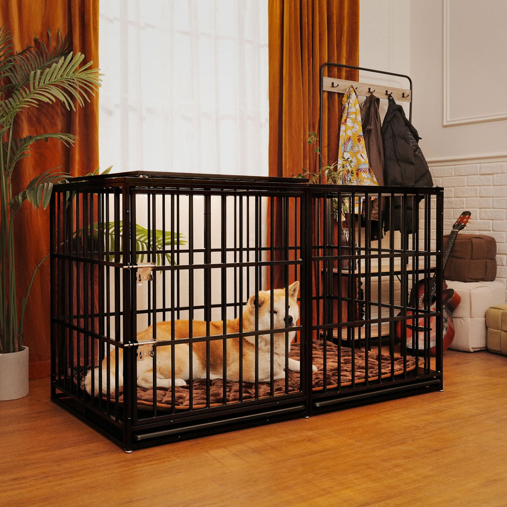 Extra Large Heavy Duty Dog Crate with Removable Pans - Black