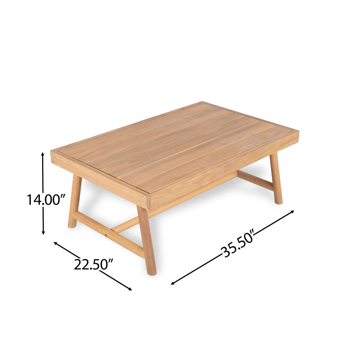 Patio Acacia Wood Chat Set with Water-Resistant Cushion - Beige