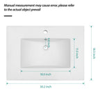 Premium Rectangular Vanity Top with Single Faucet Hole and Overflow - White