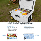 65 Quart Heavy-Duty Outdoor Cooler with 6-Day Ice Retention - White