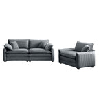 Modern Corduroy Sofa Set with Two Pieces - Grey or Green
