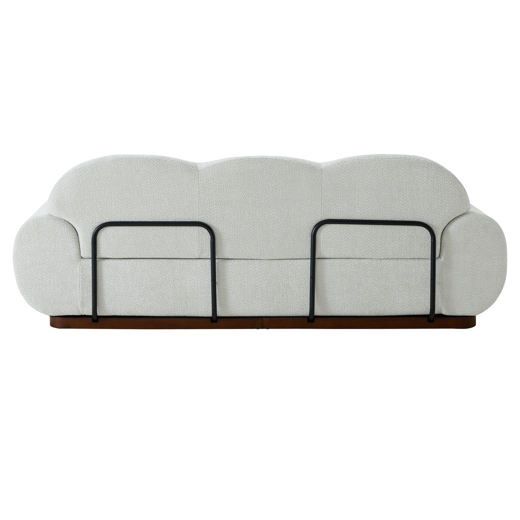 Boucle Curved 3-Seater Sofa with Round Arms - Light Upholstery
