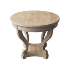 Natural Wood Grain Distressed Side Table with Curved Legs