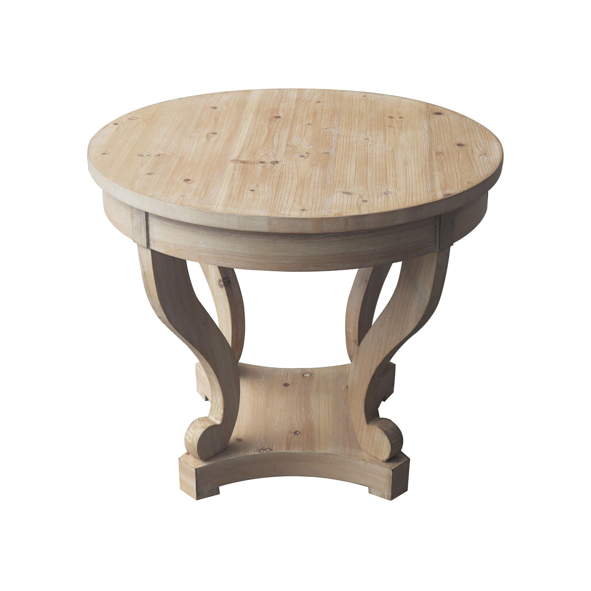 Natural Wood Grain Distressed Side Table with Curved Legs