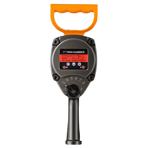 1 Inch Air Impact Wrench with Ergonomic Dual Handles - Black+Orange