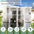 Wooden Lean To Greenhouse with Walk-In Design - White / Gray