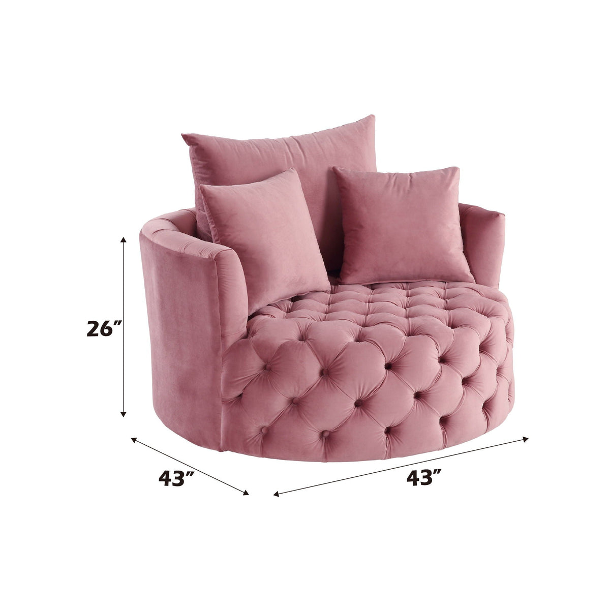Velvet Swivel Accent Chair with Button Tufting - Dark Gray or Pink