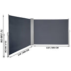 Retractable Side Awning 71" x 236" with Aluminum Frame - Grey