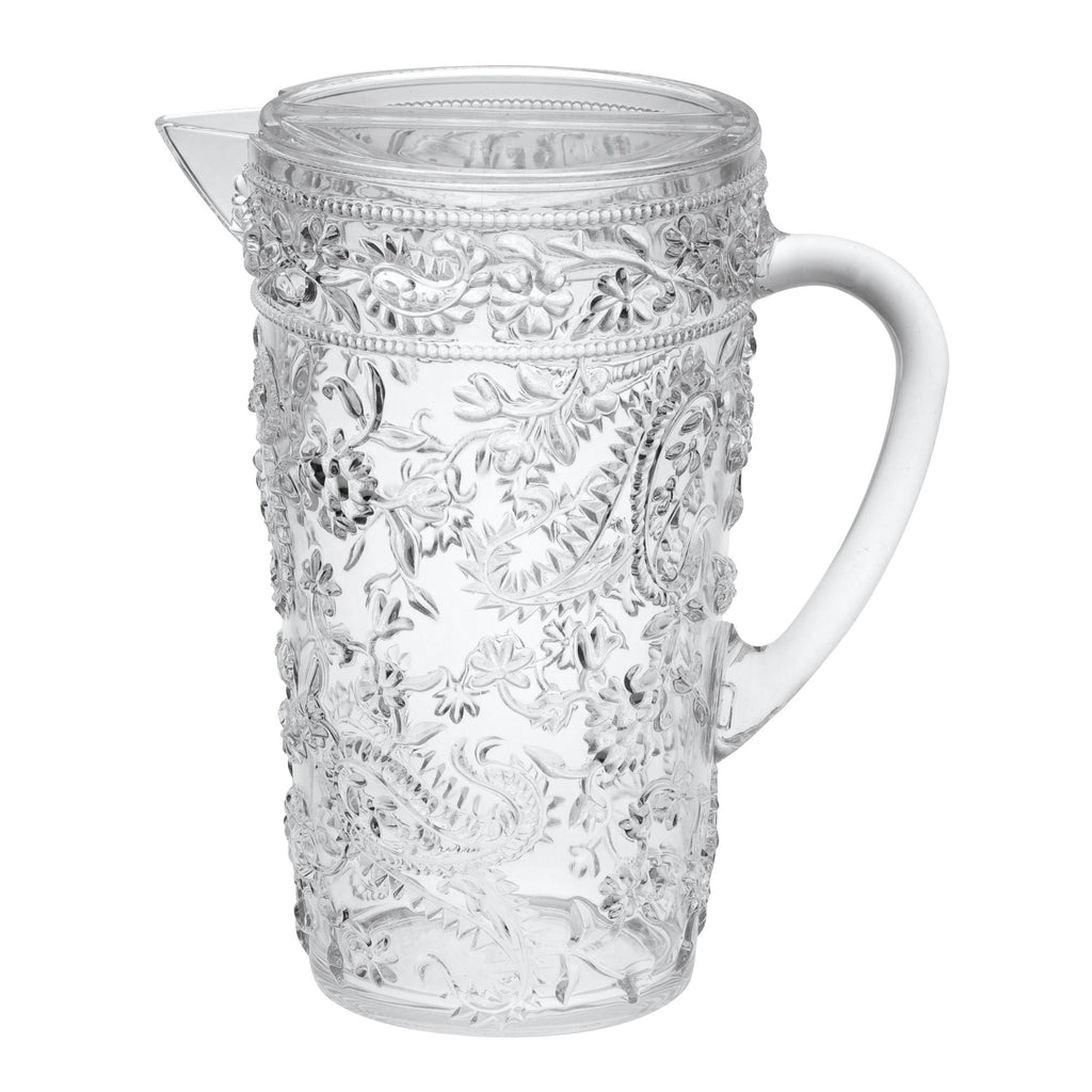 Unbreakable Plastic Water Pitcher with Lid and Spout - White