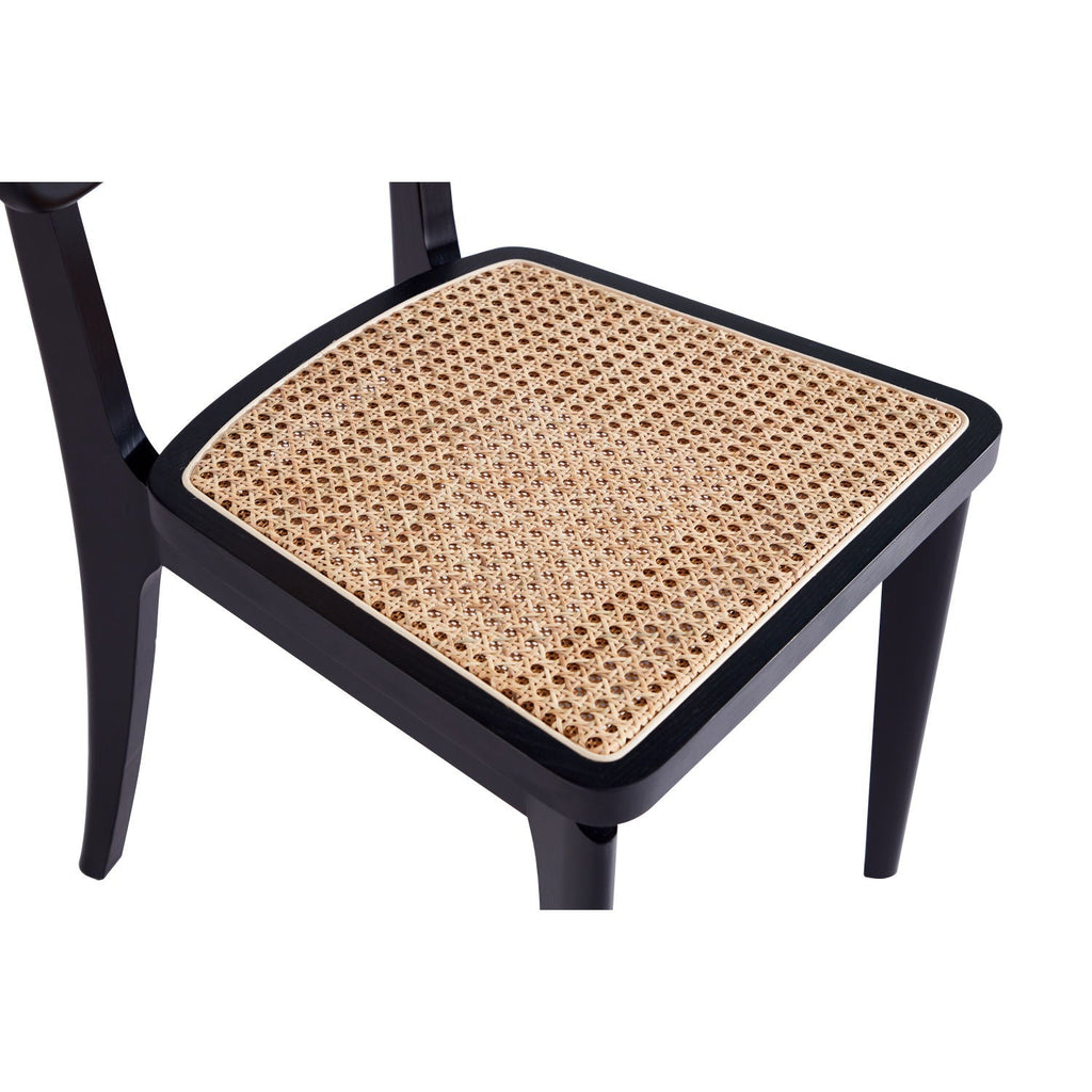 Solid Ash Wood Dining Chair Set with Rattan Cane Seat - Black or Light Brown