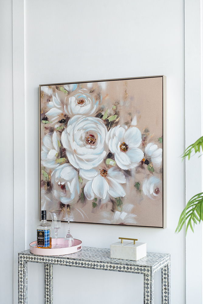 Square Framed Wall Art Flower Canvas Print
