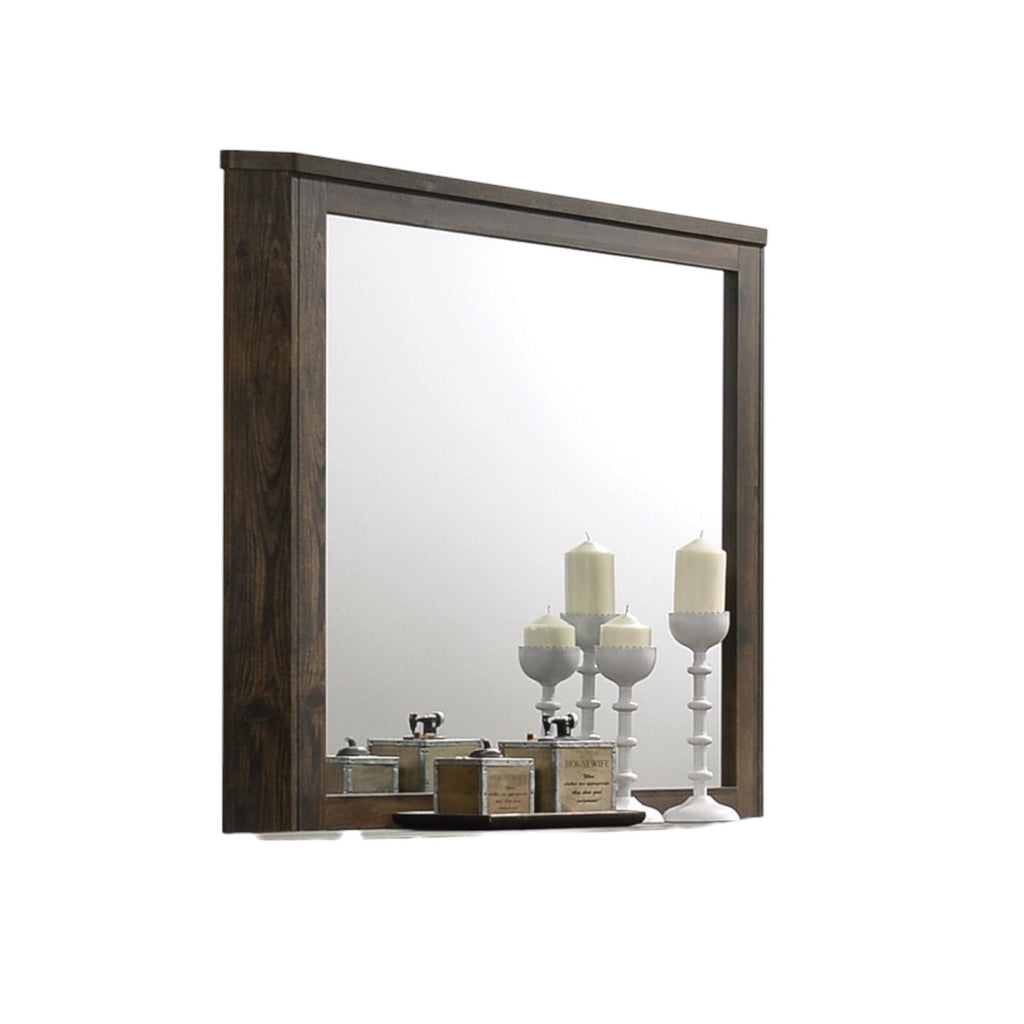 Rustic Mirror with Wooden Frame - Walnut