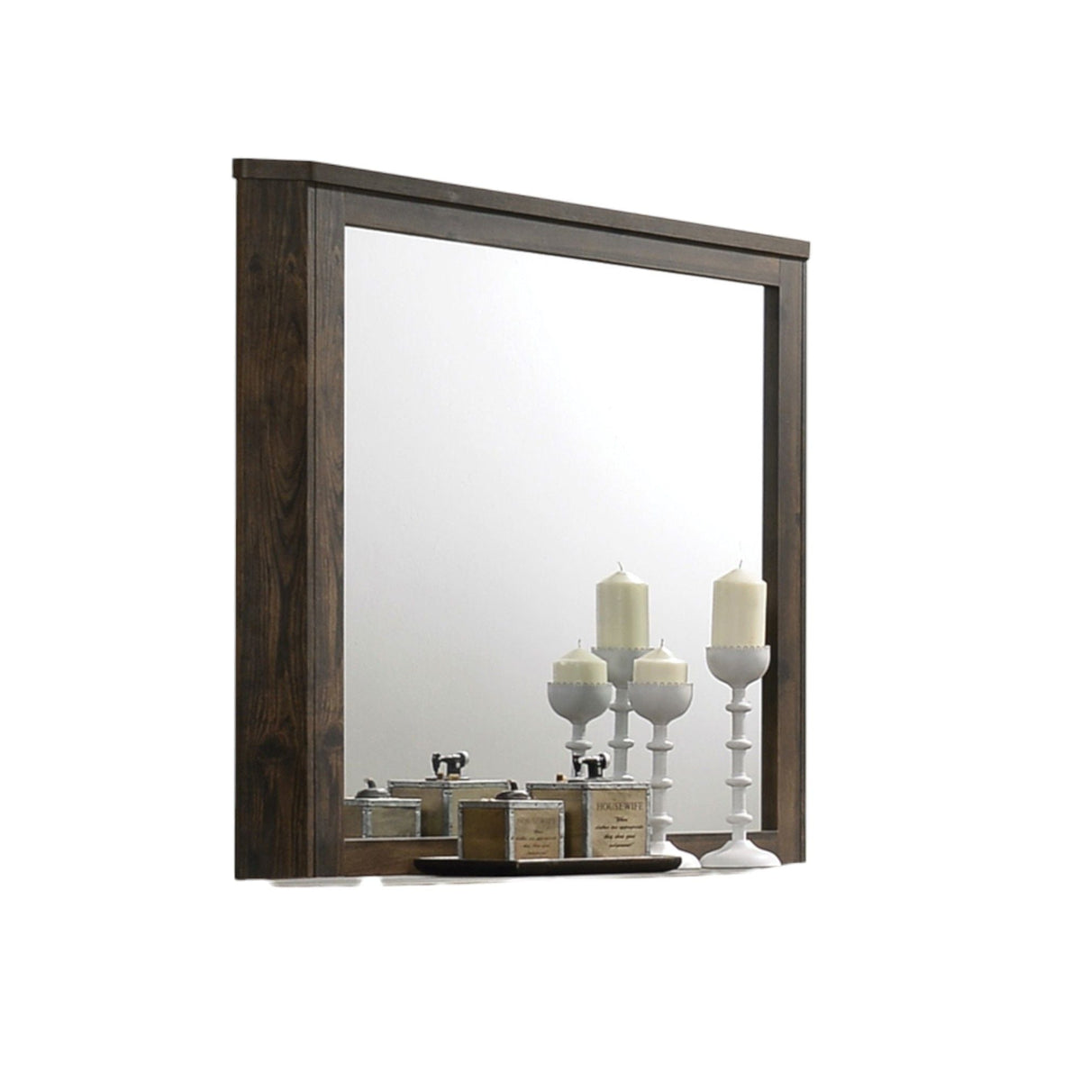 Rustic Mirror with Wooden Frame - Walnut