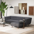 L Shape Sectional Sofa Tufted with Mid-Century Modern Design - Dark Gray or Beige