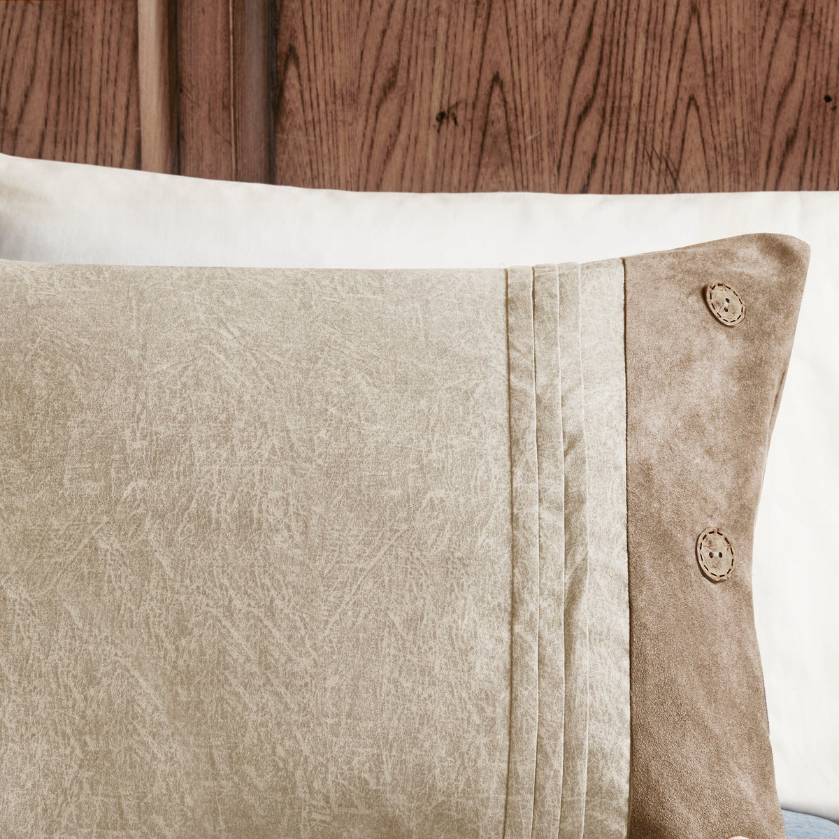 Tan Faux Suede Comforter Set with Lodge Style - California King