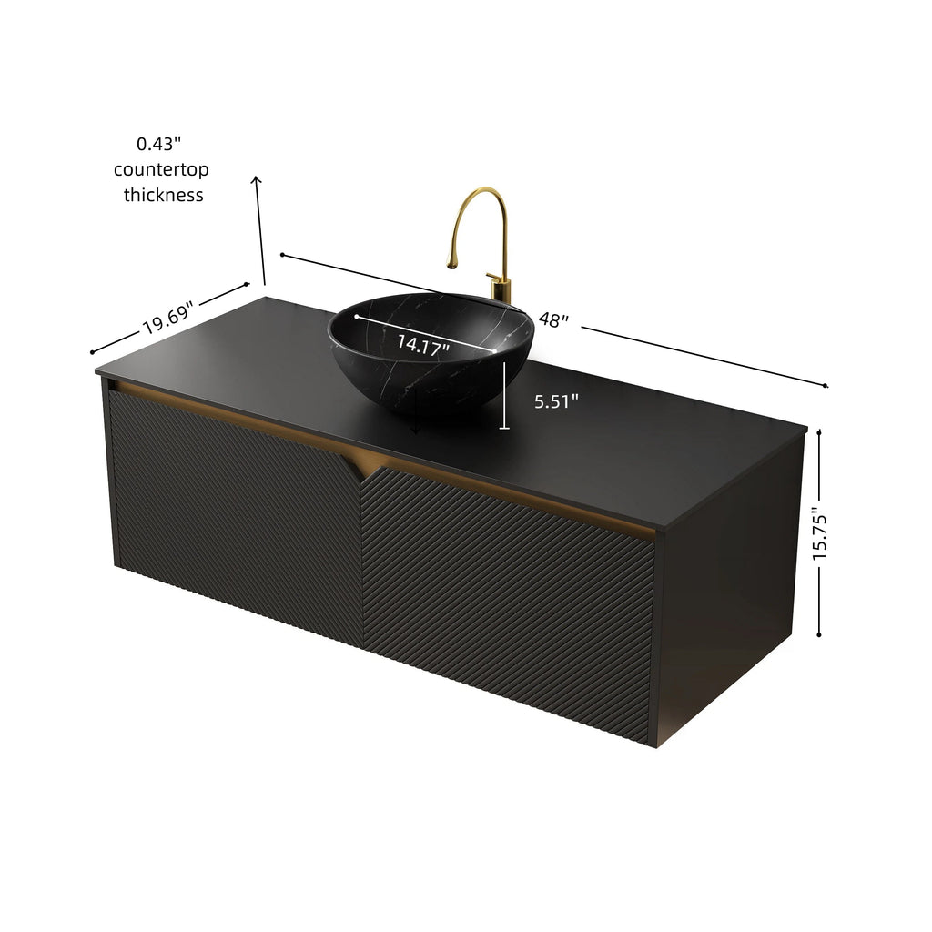 48" Wall-Mounted Bathroom Vanity with Ceramic Sink - Ruben