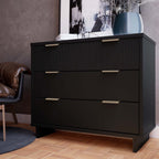 Solid Wood 3 Drawer Dresser with Ribbed Fronts - Multiple Colors