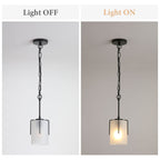 Adjustable Cylindrical Pendant Light with Frosted Glass Shade - Black or Gold