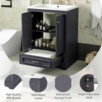 Modern Bathroom Vanity with Ceramic Sink Combo and Storage Cabinet - Multiple Colors