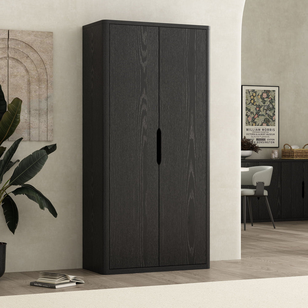 Rivington Bookcase Cabinet with Adjustable Shelves - Black, Dark Brown, or Light Brown