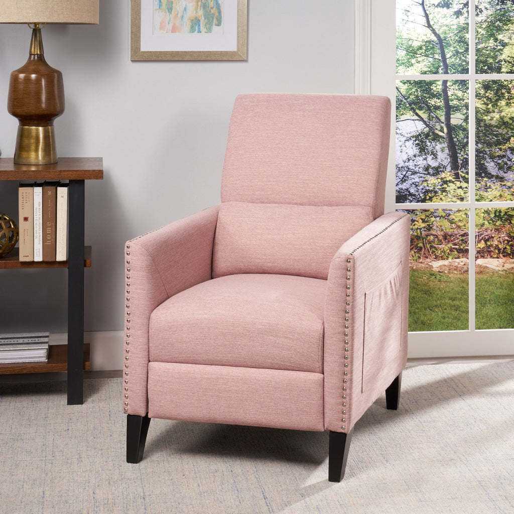 Pushback Recliner Chair with Side Pocket - Blush