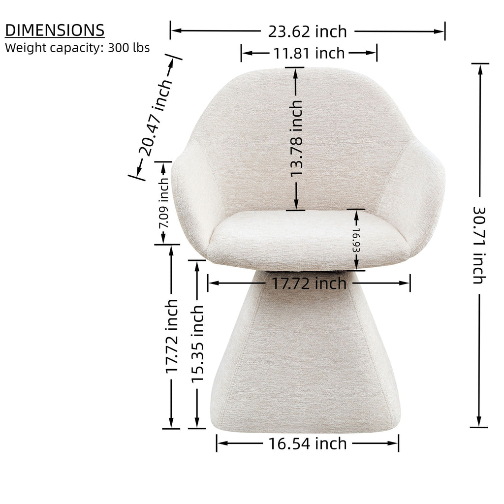 180° Rotating Accent Chair with Swivel and Barrel Back - Beige