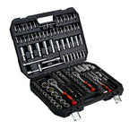 Socket and Ratchet Tool Set with Locking Toolbox - Black
