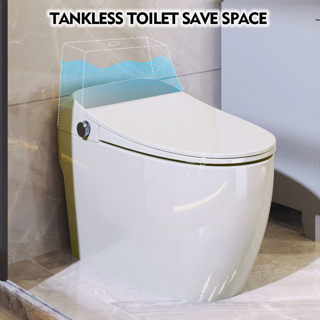 Heated Seat Smart Toilet with Foot Sensor Flush - White