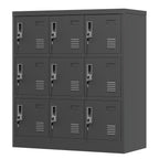 9 Door Employee Storage Locker with Card Slot - Black
