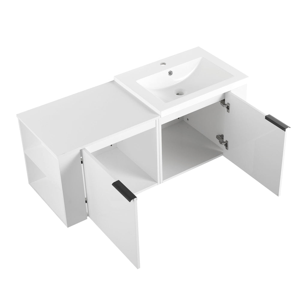 Modern Bathroom Vanity Sink Combo With Spacious Storage - White or Light Brown