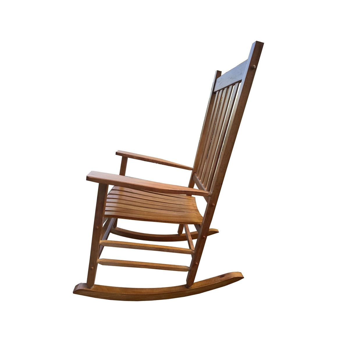 Balcony Porch Adult Rocking Chair with Solid Hardwood Frame - Available in Brown, Oak, or White