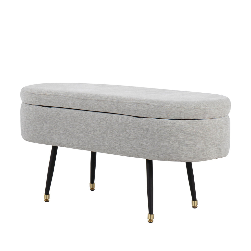 Contemporary Storage Bench with Fabric Upholstery - Black / Light Gray