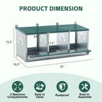 Galvanized Steel Metal Nesting Boxes for Chicken with Three Compartments