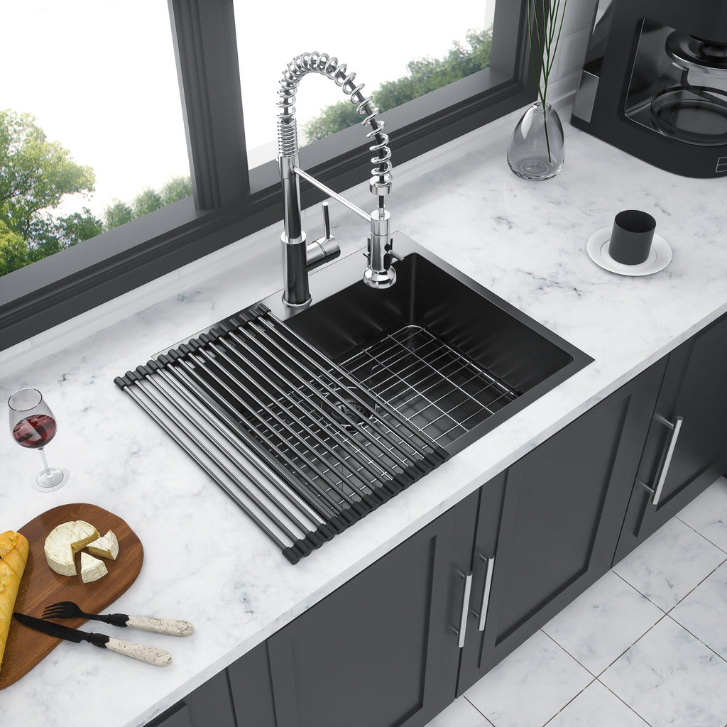 Topmount Kitchen Sink 16 Gauge Single Bowl with Nano Finish - Black