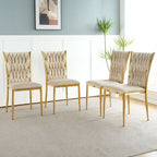 Modern Dining Chair Set with Plated Metal Legs - Multiple Colors