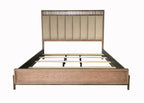 Light Brown Upholstered Panel Bed with Strap Detail - Queen or King