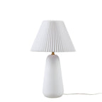 Textured Ceramic Table Lamp with Fluted Fabric Shade - White