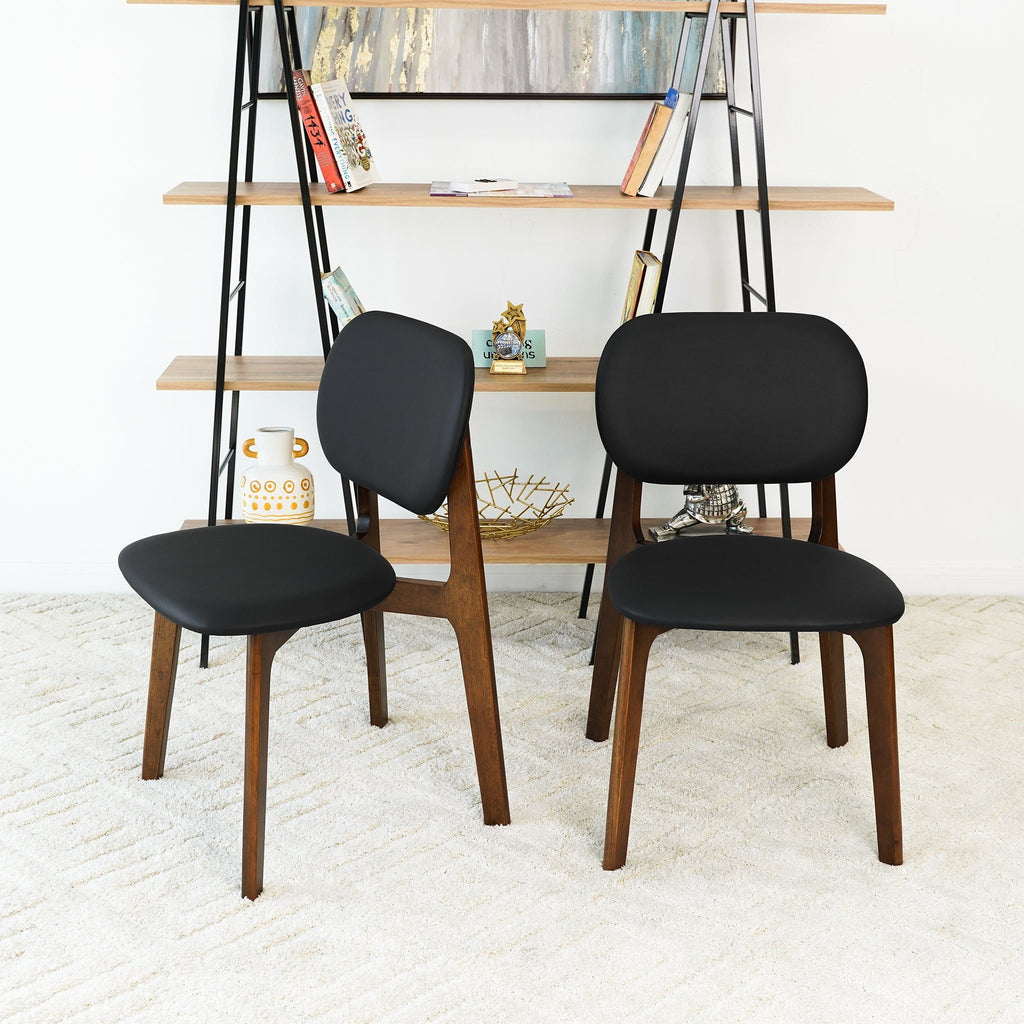 Kelsey Stylish Dining Chair Set of 2 with Solid Wood Construction - Black or Light Brown