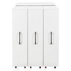 3 Tier Bookcase with Slide Out Doors and Wheels - White