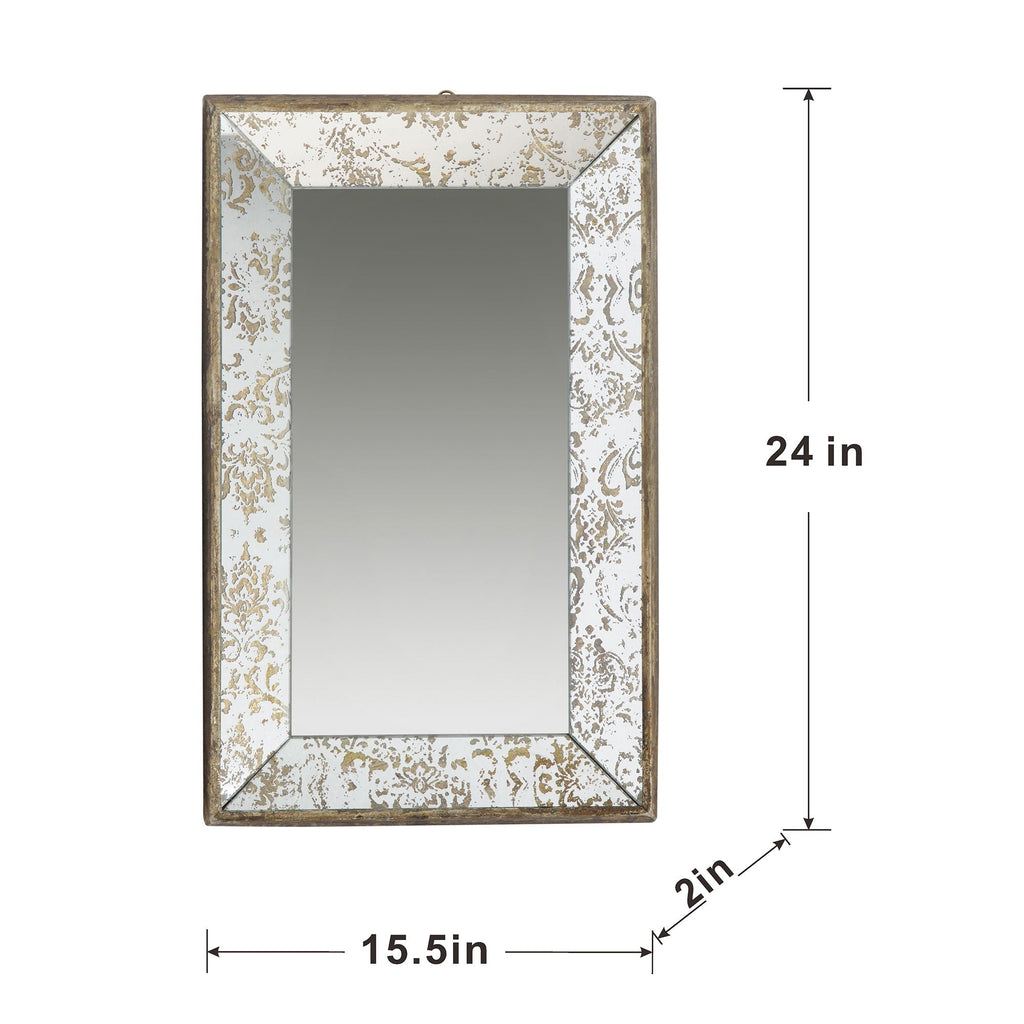 Antique Rectangle Mirror with Floral Accents - Pearl Silver