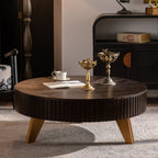 Round Retro Coffee Table with Solid Wood Legs