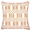 Geometric Embroidered Throw Pillow with Cotton Texture - Rust