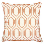 Geometric Embroidered Throw Pillow with Cotton Texture - Rust