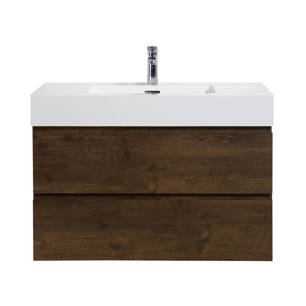 Alice Wall-Mounted Bathroom Vanity with Integrated Sink - Black or White
