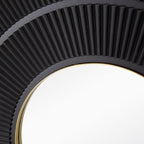 Square Carved Mirror with Pleated Design and Iron Frame - Black or Dark Brown