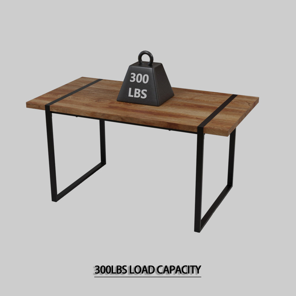 Rectangular Wood Dining Table with Metal Legs - 4 to 6 Person Capacity