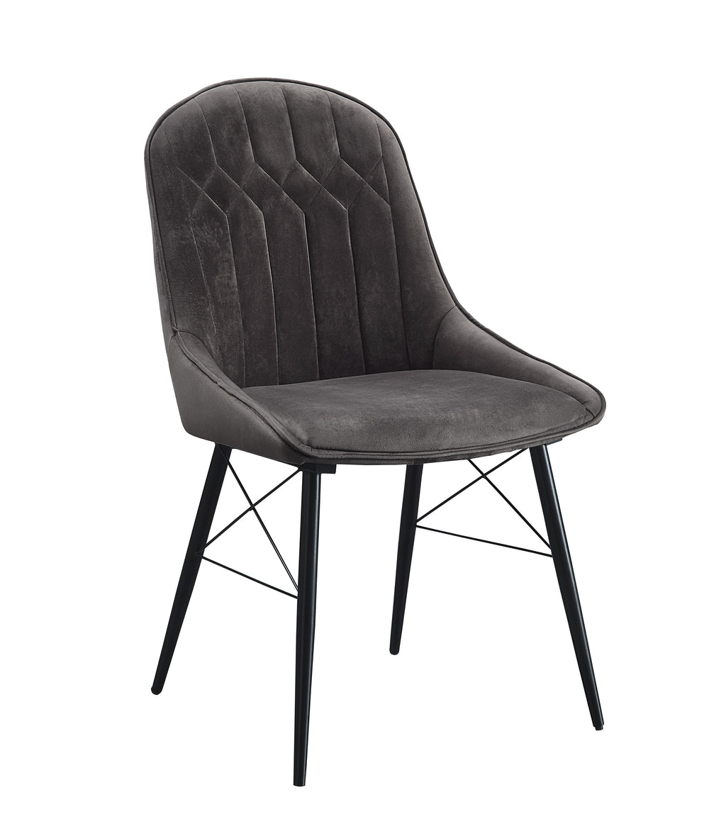 Upholstered Dining Seating with Metal Frame - Channel Tufting - Black or Dark Gray