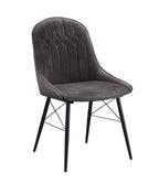 Upholstered Dining Seating with Metal Frame - Channel Tufting - Black or Dark Gray