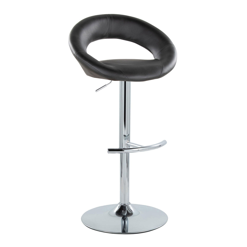 Contemporary Adjustable Barstool Set with Swivel and Rounded T Footrest - White or Black